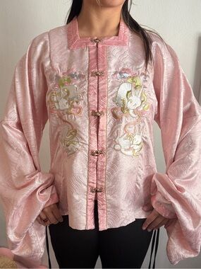 Mukzin Designer Brand Pink Top with Chinese Embroidery